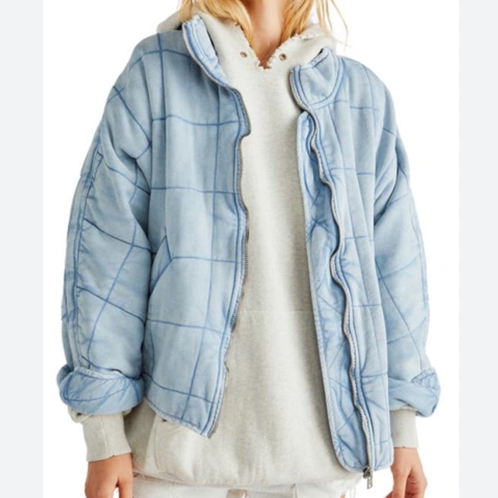 Free People Light Blue Quilted Jacket